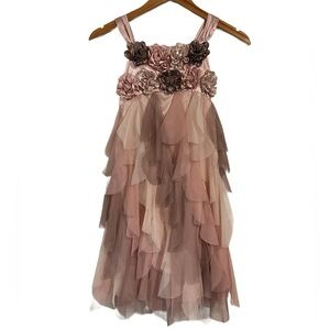 Biscotti Pink Princess Dress Floral Elegant Brown Layered Easter dress